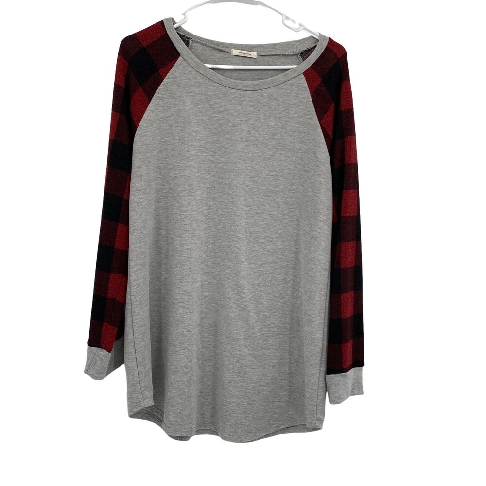 12 PM By Mon Ami Womens Gray Long Sleeve Round Neck Pullover Shirt Size L